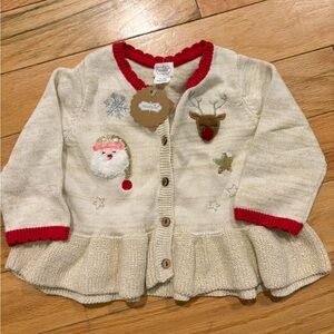Mud Pie Cream Cardigan with Red Accents